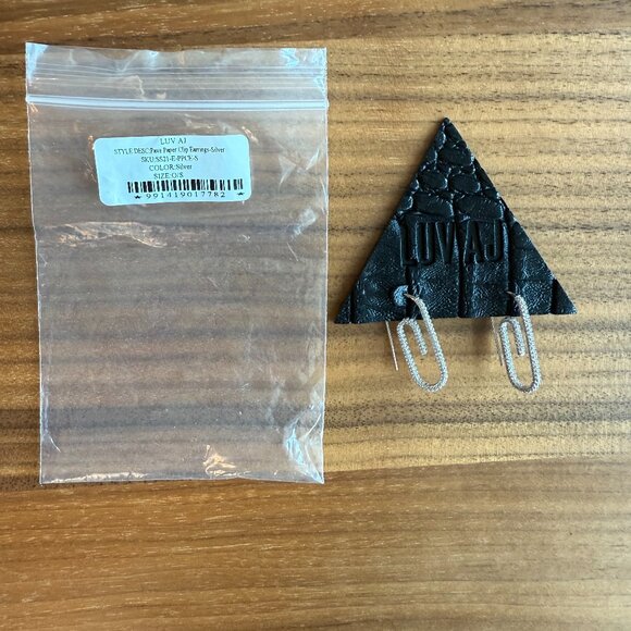 Luv AJ Pave Paperclip Earrings - Silver - Picture 1 of 1